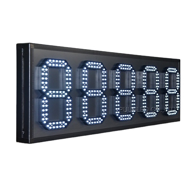 8 Inch white color 7segments led gas station price display outdoor waterproof gas station pylon sign