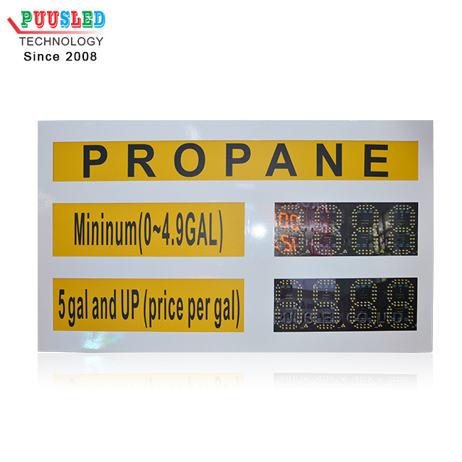 outdoor 6 inch yellow color led digit number led gas price digital sign pcb digital number gas price led display for gas station