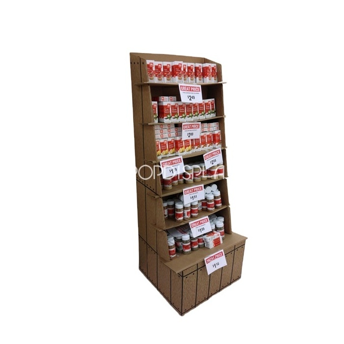 HOT Recycled Advertising Unit Riser Floor Standing Stand Pop Up Corrugated Board Drugstore Cardboard Display