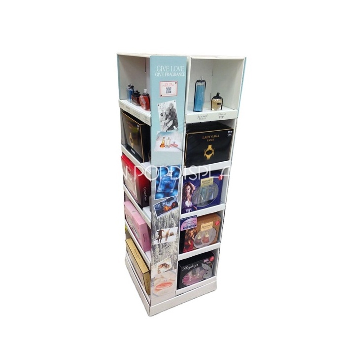 HOT Foldable Retail Corrugated Cardboard Shelf Displaying 4 Side Floor Standing Display Unit