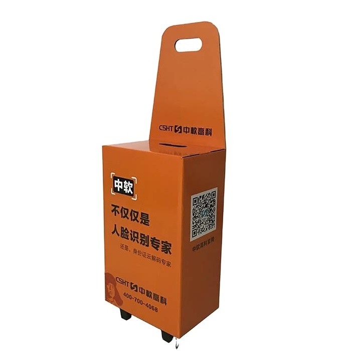 HOT Folding Portable Retail Promotion Display Custom Wheels Shenzhen Factory Wholesale Price Cardboard Trolley