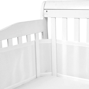 Breathable Mesh Crib Liner Classic Collection  White  Fits Full Size Four Sided Slatted and Solid Back Cribs  Anti-Bumper