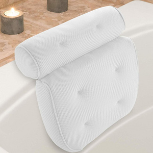 white bath pillow spa 3D mesh bath pillow with suction cup for tub in bathroom gel bath pillow