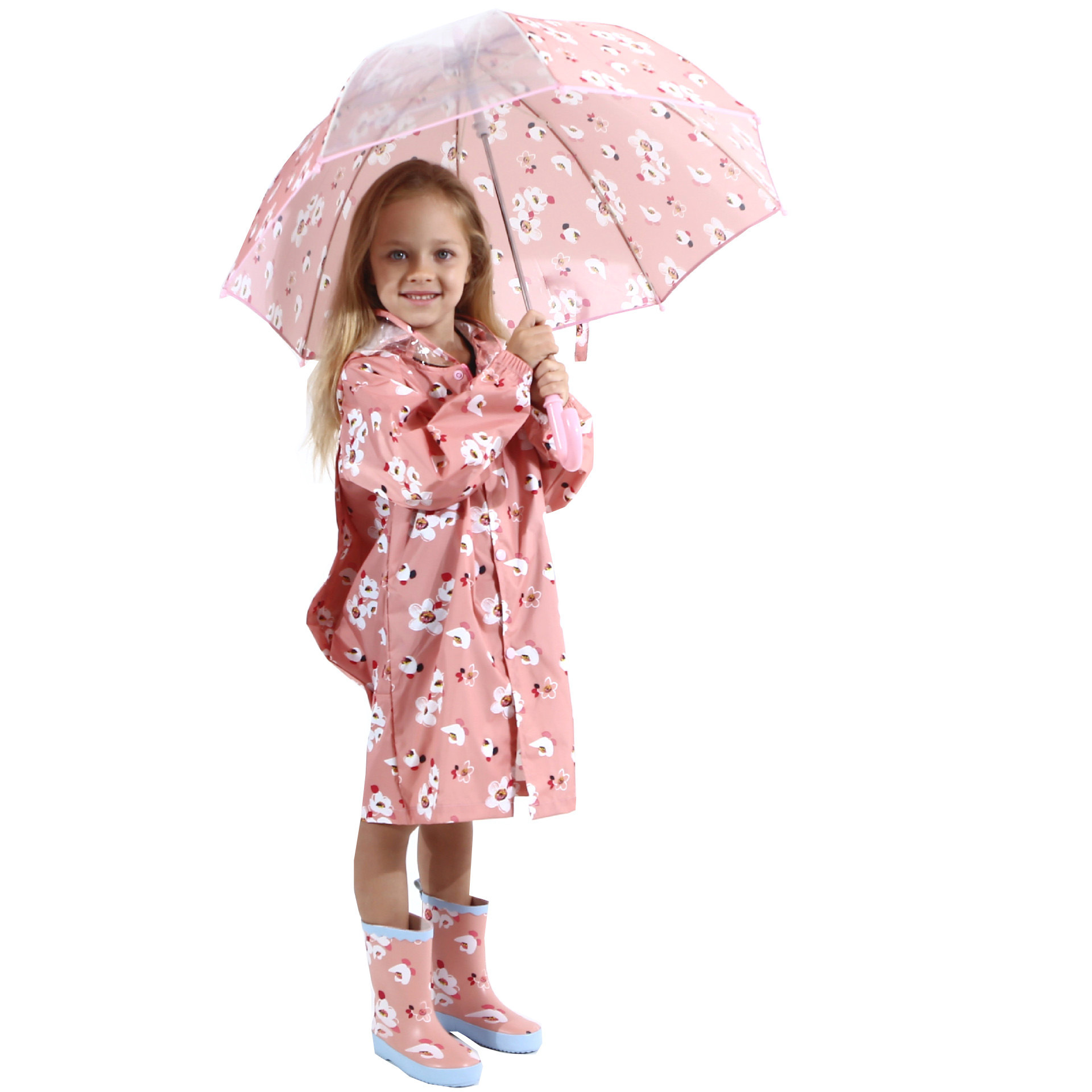 kids umbrella and raincoat set Rain Poncho Kids Toddler Poncho with Hood,Waterpoof Rain Jacket Coat