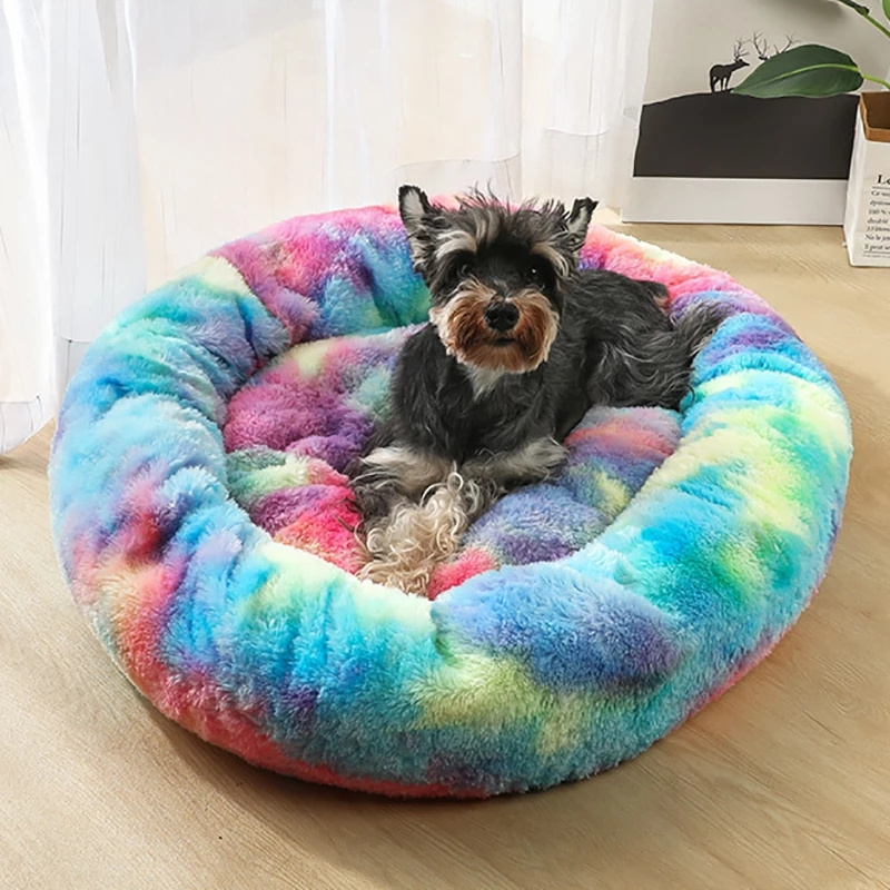 Super Soft Pet Bed Kennel Dog Round Cat Winter Warm Sleeping Bag Long Plush Large Puppy Cushion Mat Portable Cat Supplies