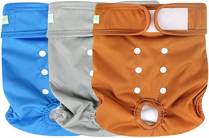 Washable Dog Diapers (3 Pack)  Highly Absorbent Dog Diapers for Female Dogs Dog Dresses for Dogs in Heat, Period, Incontinence,