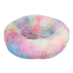 pet bed for wholesale designer anti anxiety portable velvet cats dogs soft travel nest kennel bed donut round faux