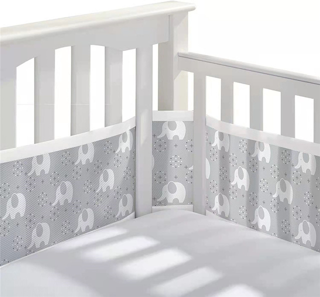 OEM&ODM  service Breathable Baby Crib Bed Bumper Mesh Crib Liner Cot Bed Around Protector Anti-Bumper