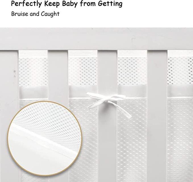 Baby Crib Bumper Breathable Mesh Crib Liner Anti-Collision Bed Bumper Solid-Back Crib Around Cushion Cot Protector Room Decor