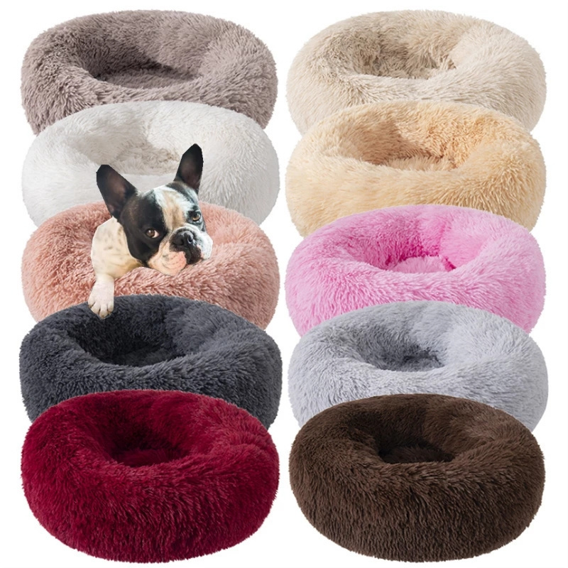 Super Soft Pet Bed Kennel Dog Round Cat Winter Warm Sleeping Bag Long Plush Large Puppy Cushion Mat Portable Cat Supplies