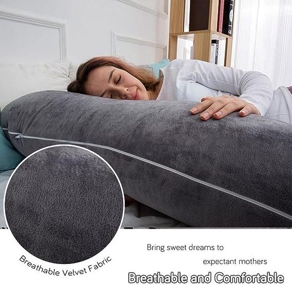 Detachable Pregnancy Pillows for Sleeping  U Shaped Full Body Pillow with Removable Cooling Bamboo Cover Pregnant for Women