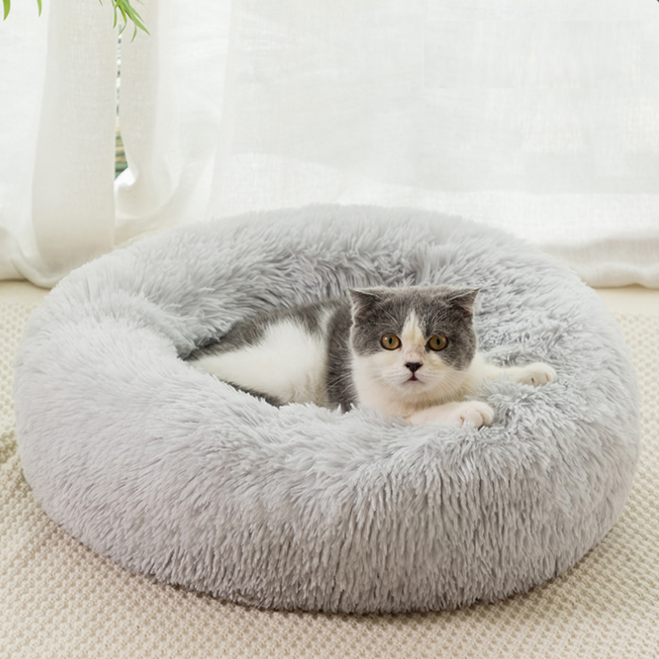 Large Luxury Dog Bed Plush Pet Bed Long Wool Round Dog House Cat Mat Washable Cat Bed