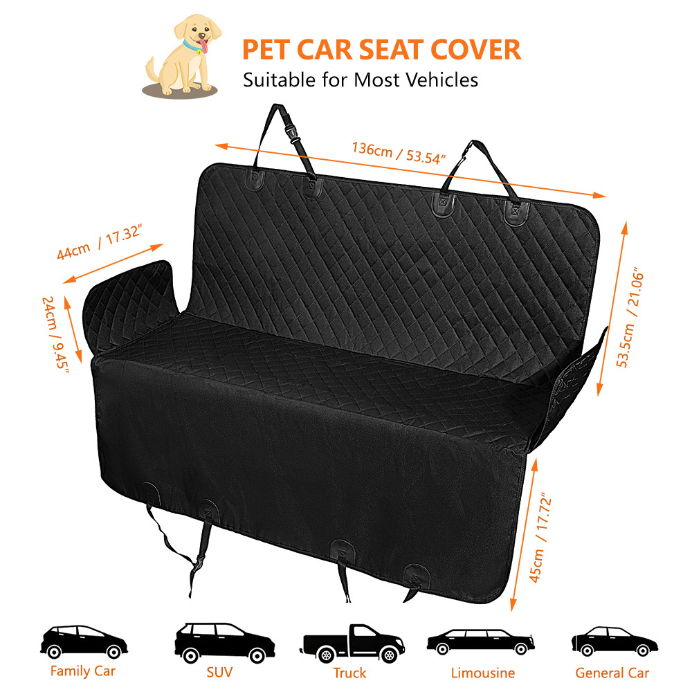 Dog Car Seat Cover for Back Seat Durable, Nonslip, Waterproof 600D Cotton 3-in-1 Hammock Car Protector Against Dirt