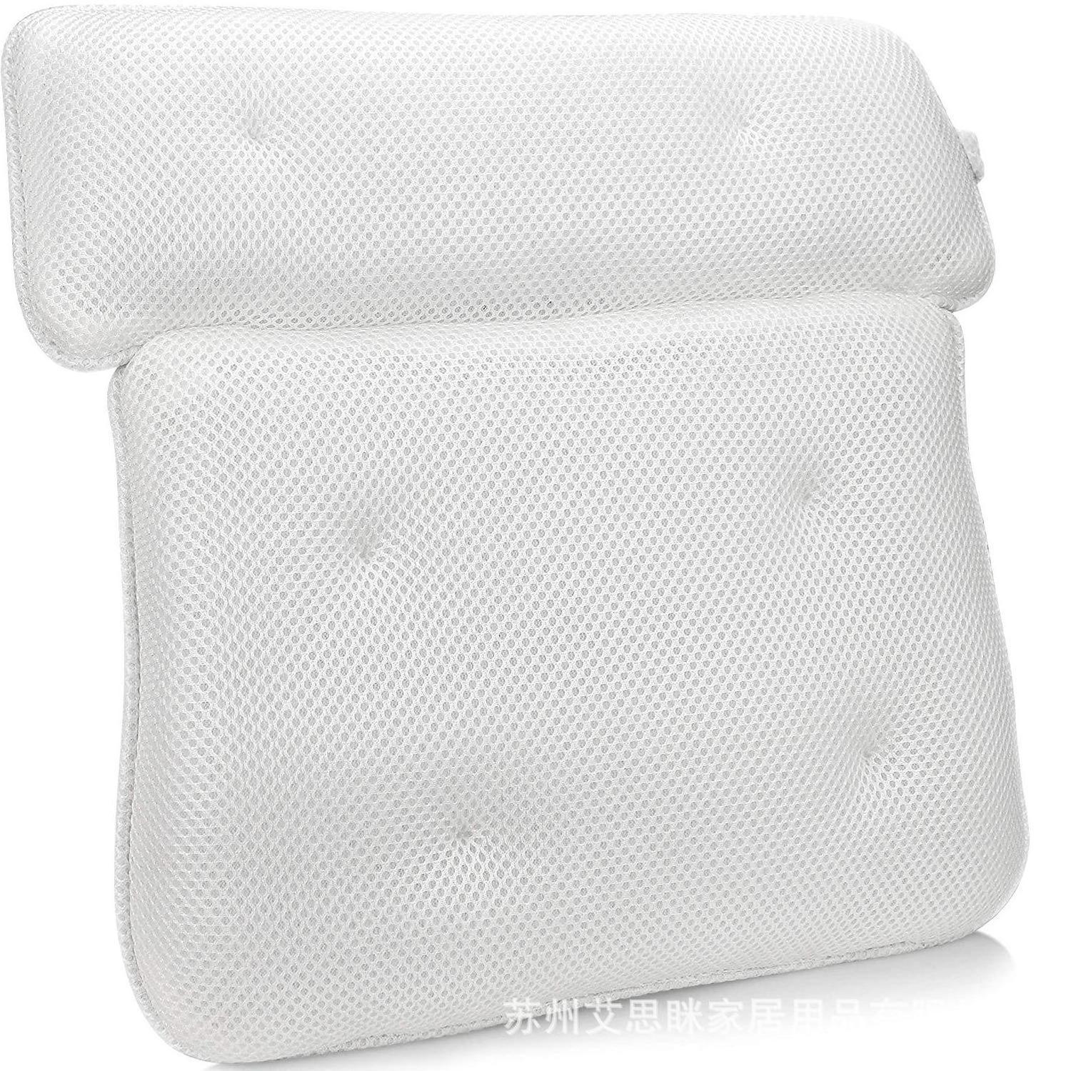 white bath pillow spa 3D mesh bath pillow with suction cup for tub in bathroom gel bath pillow