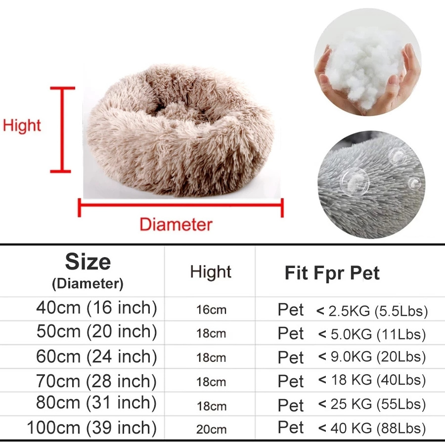 Super Soft Pet Bed Kennel Dog Round Cat Winter Warm Sleeping Bag Long Plush Large Puppy Cushion Mat Portable Cat Supplies