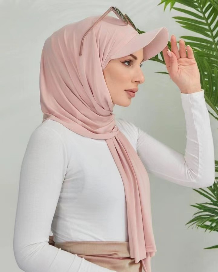 2023 new underscarf custom plain instant chiffon hijab with inner jersey bonnet  headscarf shawl scarf