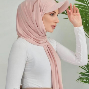 2023 new underscarf custom plain instant chiffon hijab with inner jersey bonnet  headscarf shawl scarf