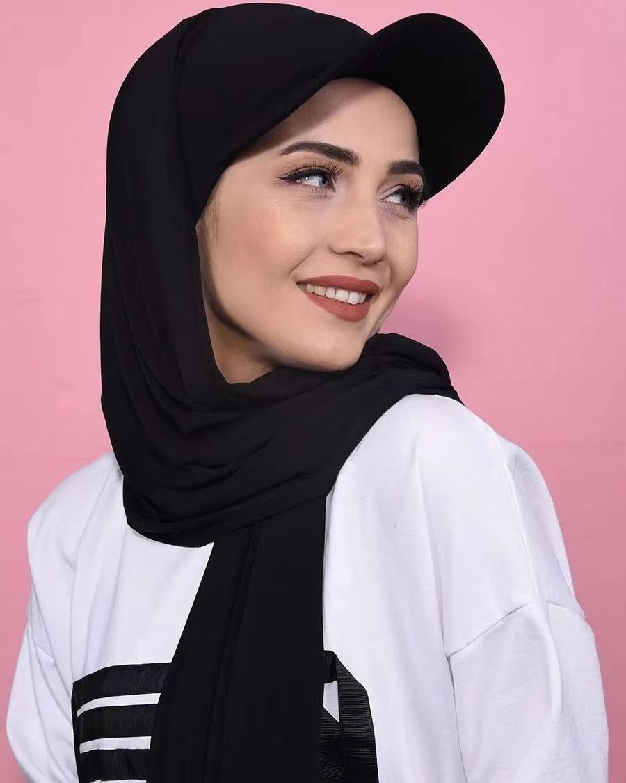 2023 new underscarf custom plain instant chiffon hijab with inner jersey bonnet  headscarf shawl scarf