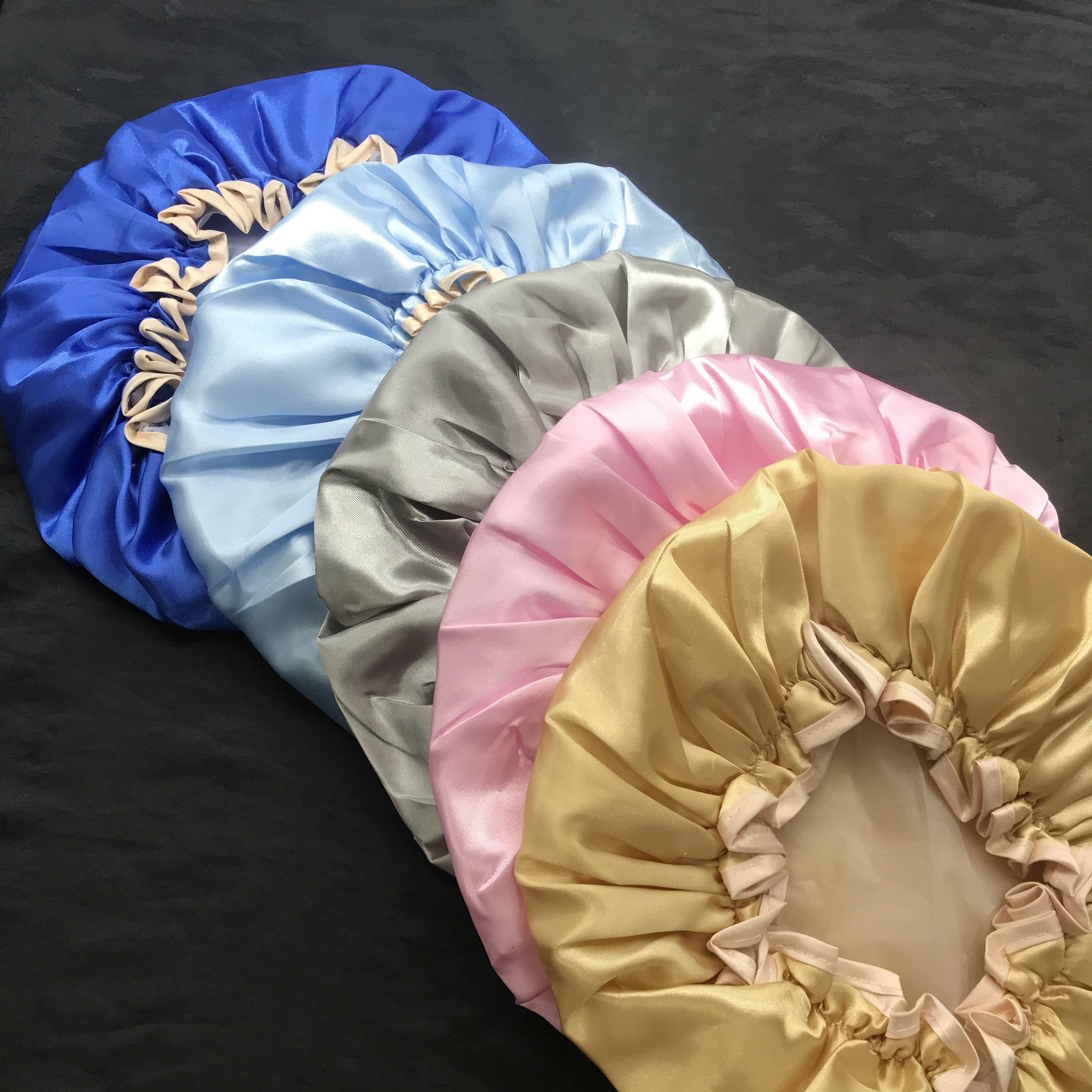 Luxury silk bonnet women hair bonnet wholesale custom logo  color shower cap waterproof