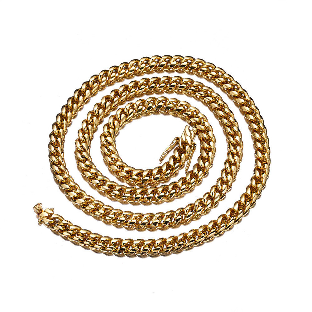 Stainless Steel Chain Necklace 18K Gold Plated 6MM-22MM Curb Cuban Necklace Miami Cuban Link Chain Mes Chain