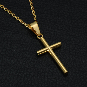 wholesale cross pendant 18K gold plated stainless steel necklace no fade cheap necklace fashion men jewelry