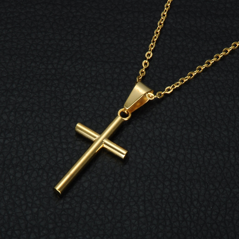 wholesale cross pendant 18K gold plated stainless steel necklace no fade cheap necklace fashion men jewelry