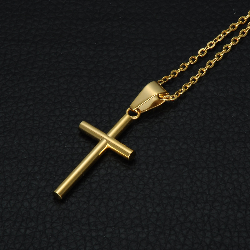 wholesale cross pendant 18K gold plated stainless steel necklace no fade cheap necklace fashion men jewelry