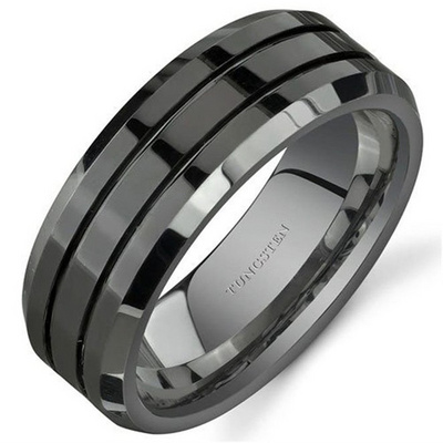 High Quality 8MM Black Tungsten Steel Vintage Design Women Finger Jewelry Man Jewelry Carbide Ring Tungsten Ring for Men