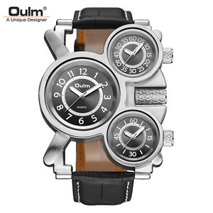 OULM HP1167 men's watch luminous foreign trade hot sale quartz watch multi-time zone leather watch