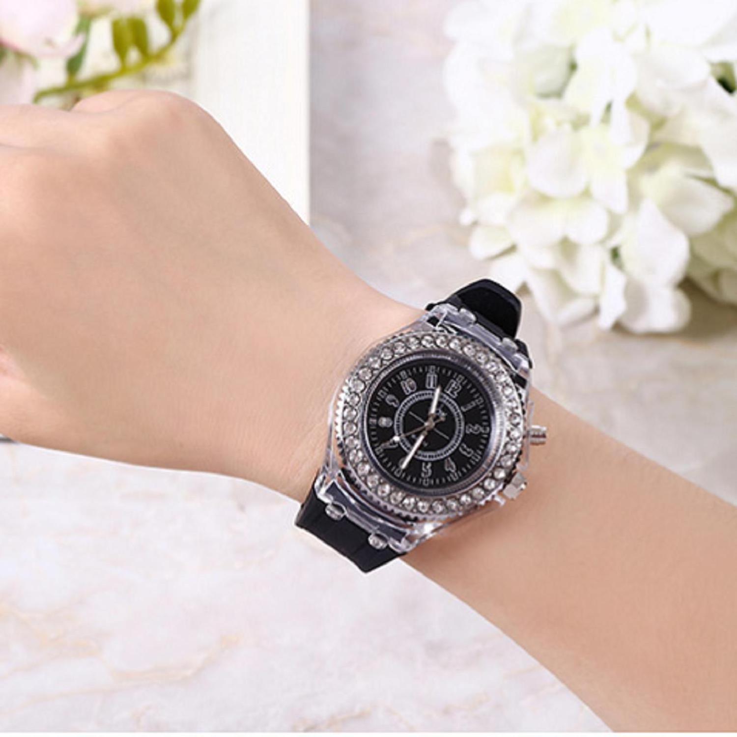 Noctilucent Personal Water Drill led Fashion Trend Jelly Quartz Watch for Male and Female Students