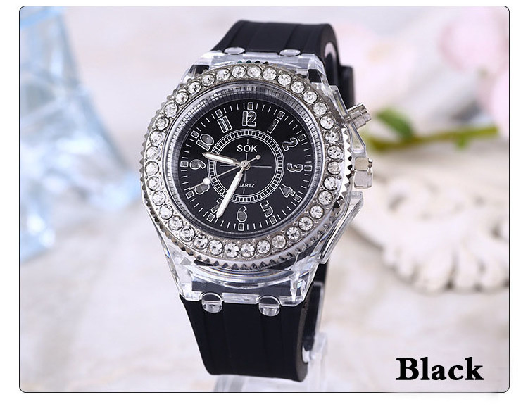 Noctilucent Personal Water Drill led Fashion Trend Jelly Quartz Watch for Male and Female Students