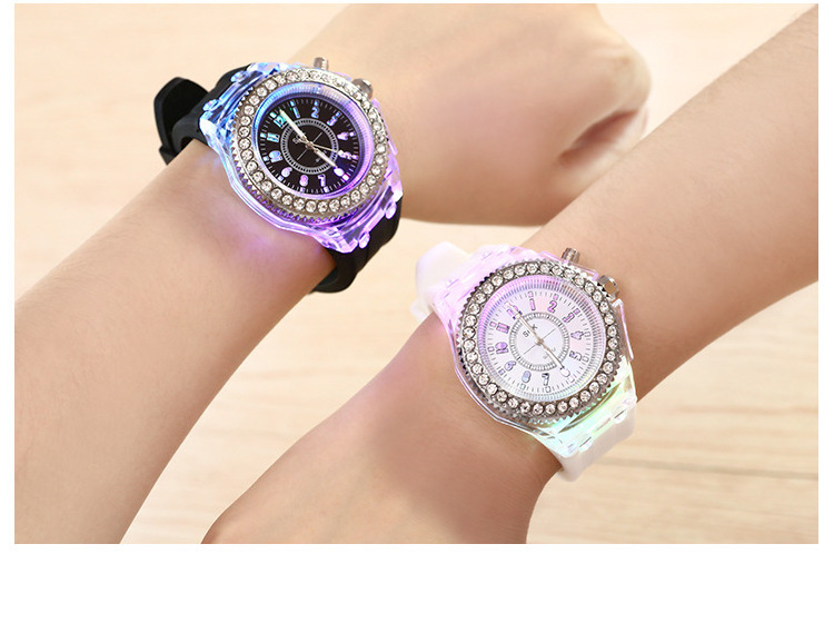 Noctilucent Personal Water Drill led Fashion Trend Jelly Quartz Watch for Male and Female Students