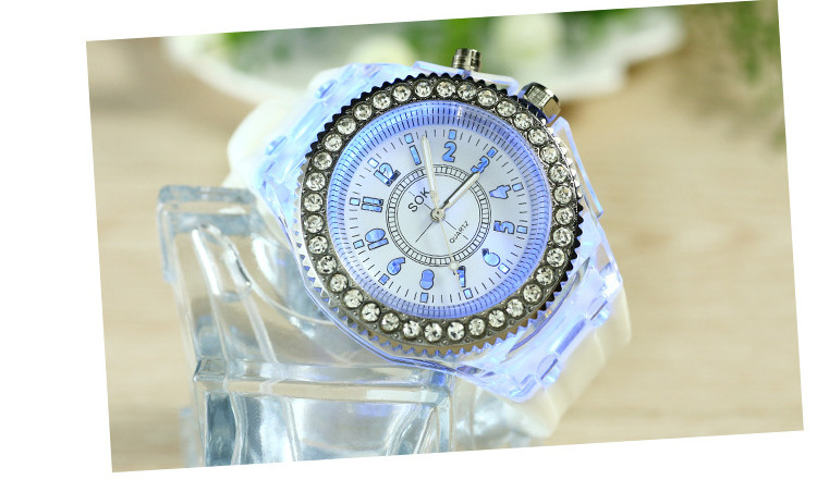 Noctilucent Personal Water Drill led Fashion Trend Jelly Quartz Watch for Male and Female Students