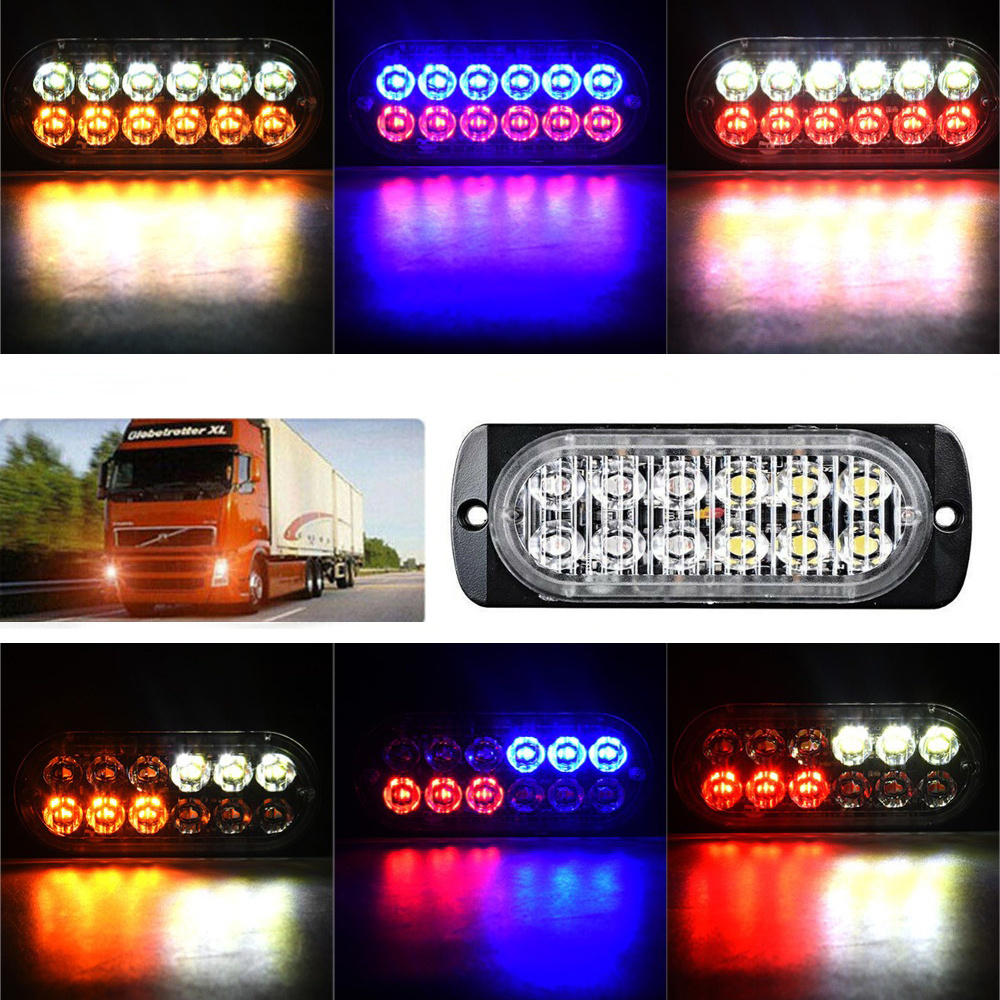 12Leds 48W 19 Mode Strobe Type Flashing Side Warning Lights Rechargeable 12V 24V DC Auto Truck Led Lamp