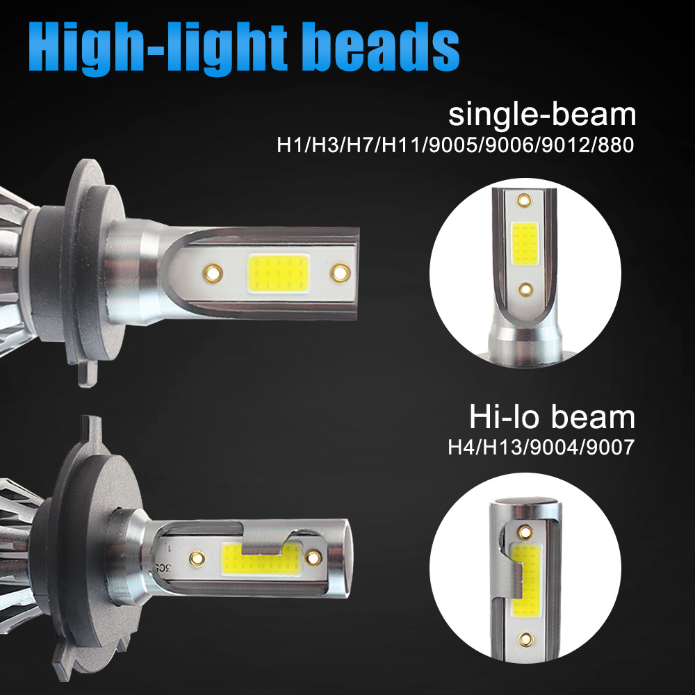 Brightest C6 h4 led headlight bulb high power h4 high low beam H11 h7 lamp H13 9005 9006 h1h27880 led h7 headlight h4 bulb