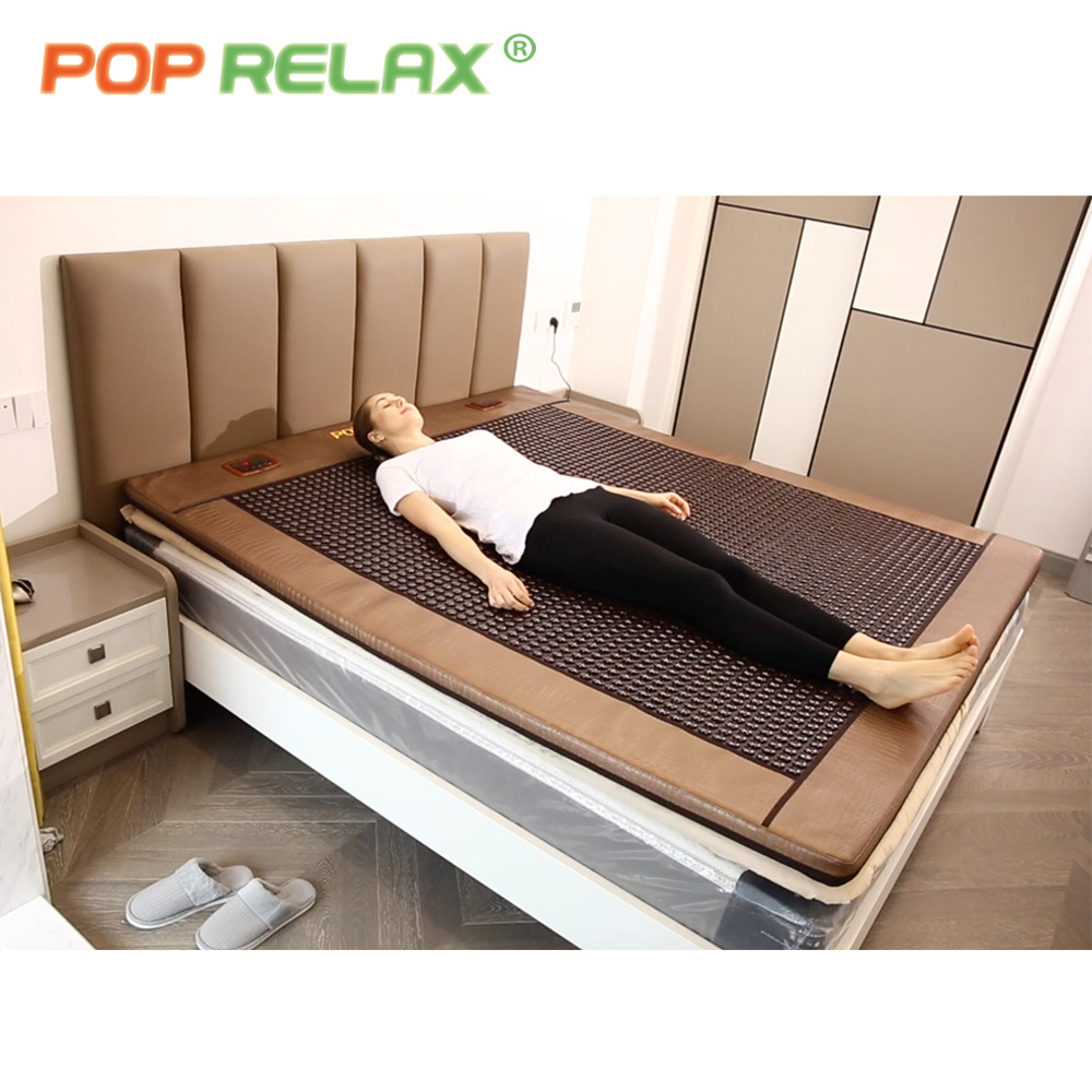 Korea Tourmaline far infrared heating pad mattress with built-in control panel electric  pemf double massage healthcare bed mat