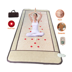 Hot pick Korean Pemf photon light massage bed mat thermal jade tourmaline mattress price  electric mat infrared heating pad