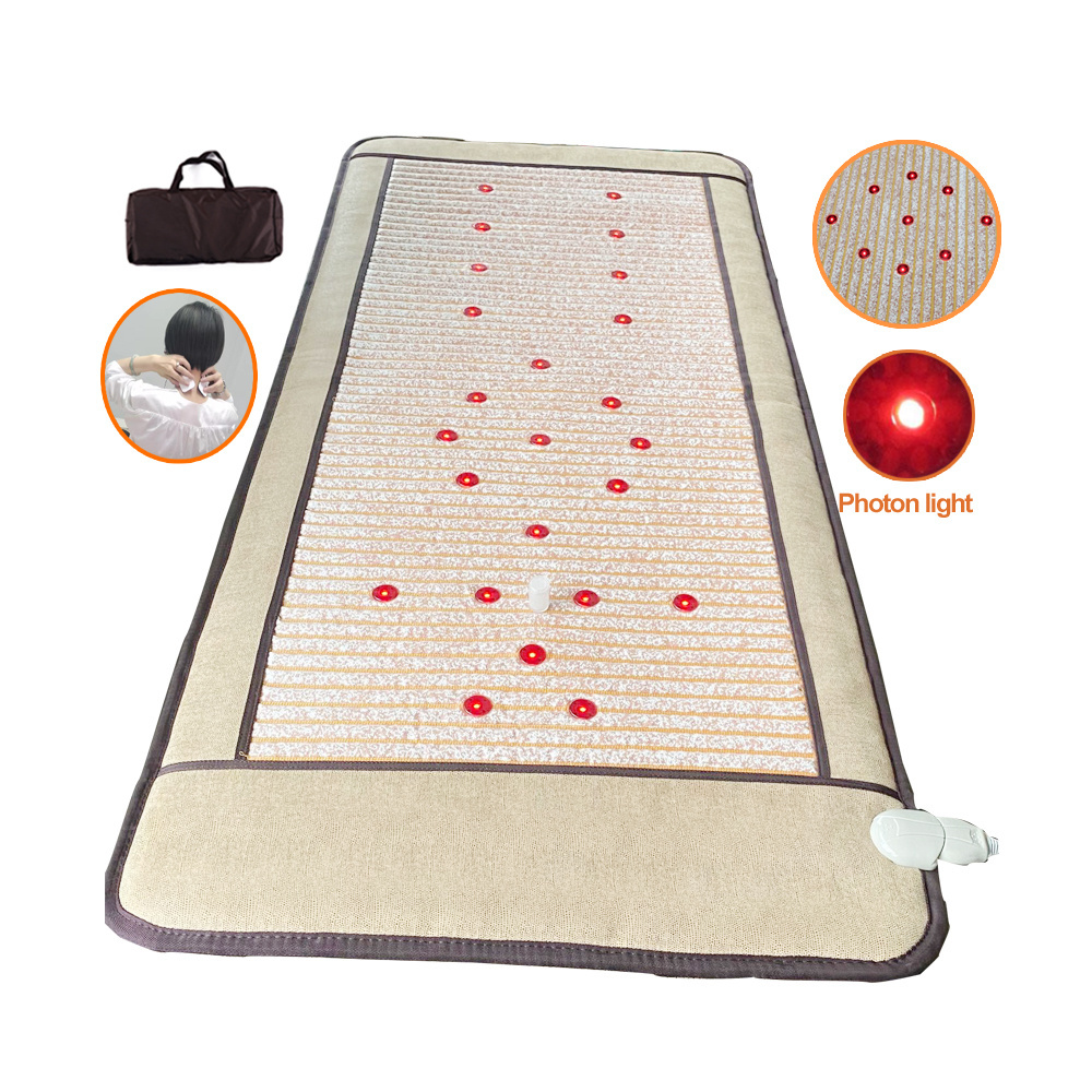 Hot pick Korean Pemf photon light massage bed mat thermal jade tourmaline mattress price  electric mat infrared heating pad