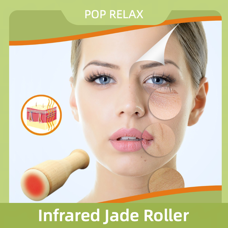 New arrival POP RELAX multifunctional skincare cosmetic tools infrared heating light wave handy jade facial roller massager