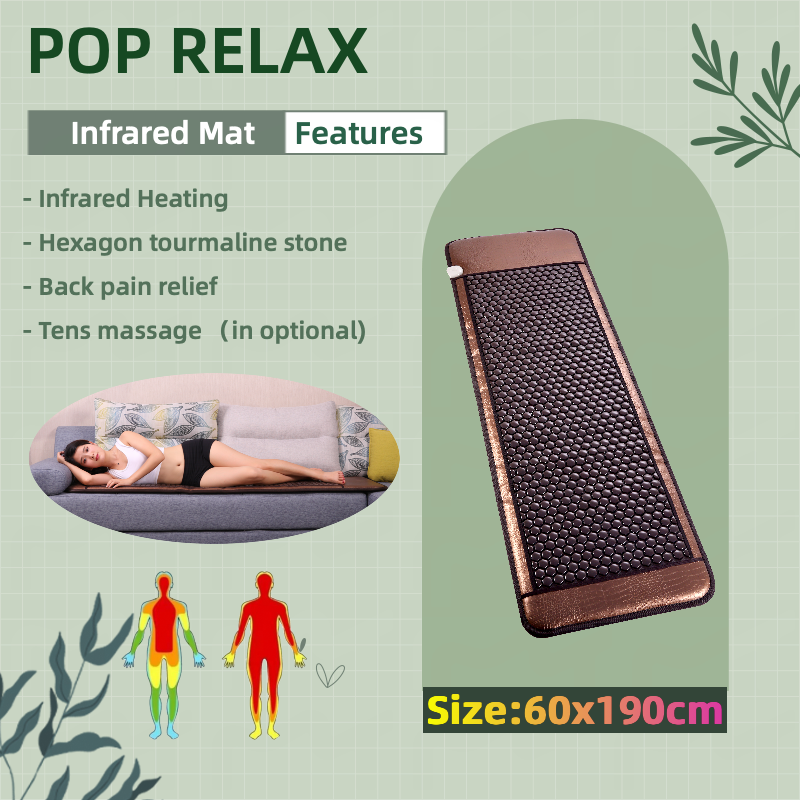 POP RELAX Korean hexagon tourmaline stone nugar best far infrared electric thermal heating therapy ion mat pad jade bed mattress