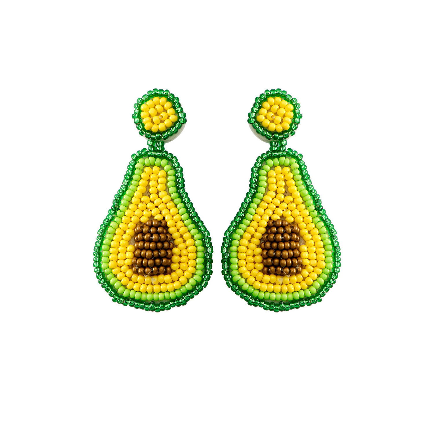 Summer Fruit Jewelry Felt Back Seed Bead Avocado Drop Earrings for Women Cinto De Mayo Green Bead Embroidery Avocado Earrings