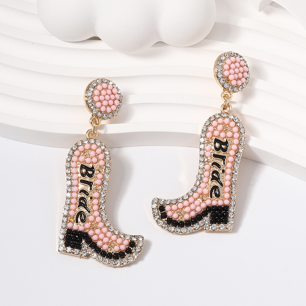 Bachelorette Jewelry Gift Rhinestone and Beaded Howdy Cowboy Boot Earrings for Women Nashville Bride Earrings for Wedding Party