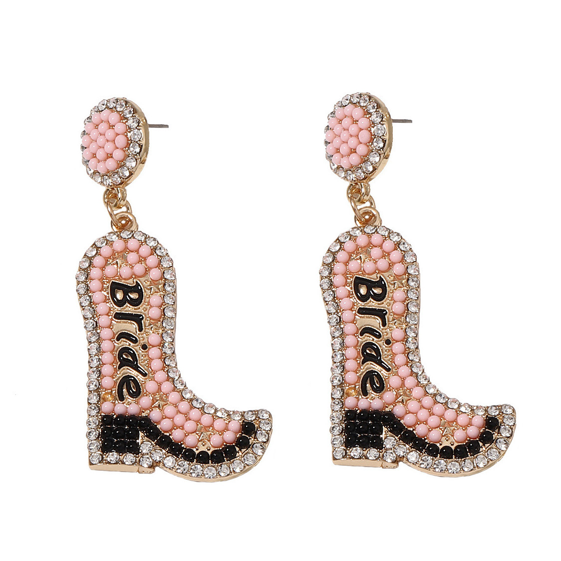 Bachelorette Jewelry Gift Rhinestone and Beaded Howdy Cowboy Boot Earrings for Women Nashville Bride Earrings for Wedding Party