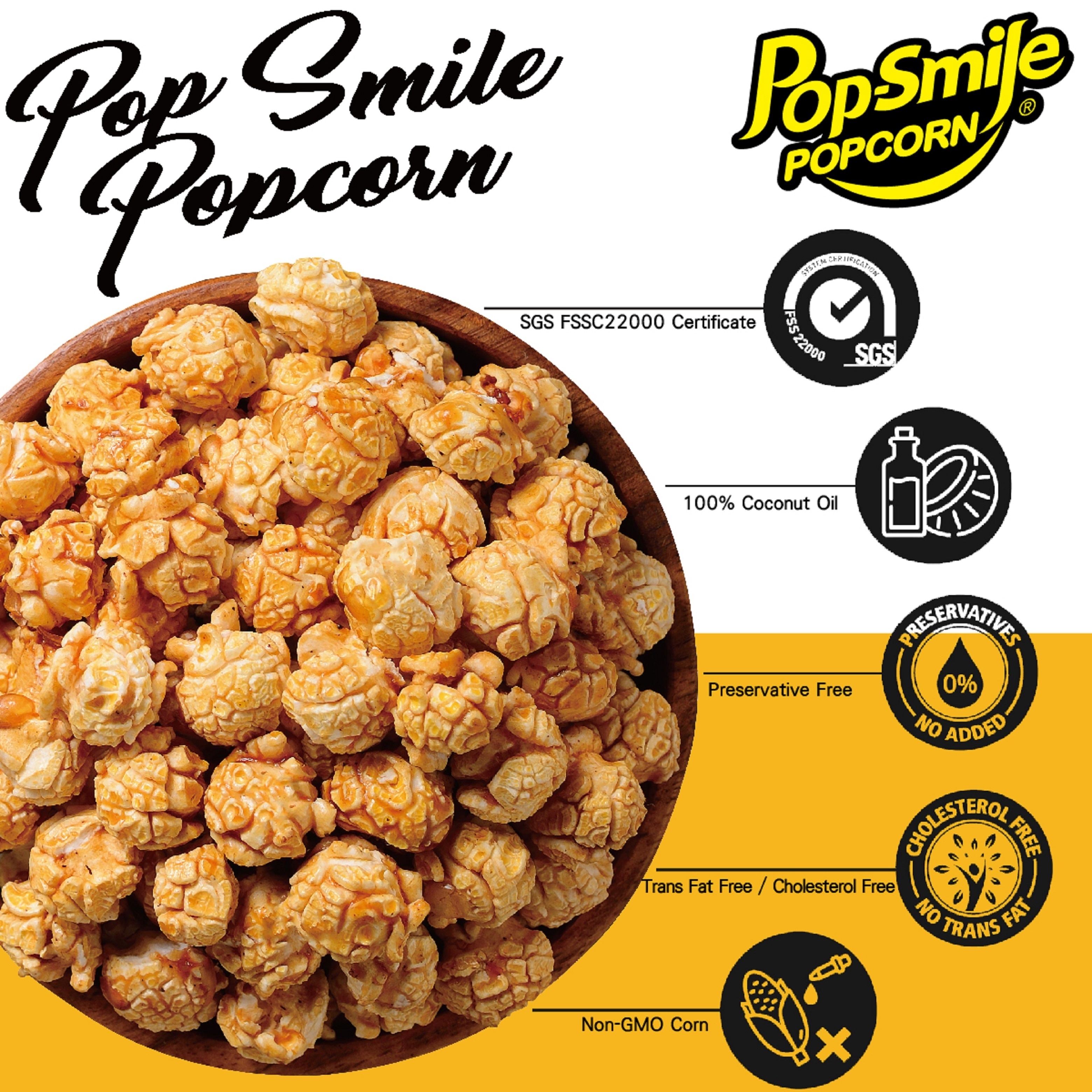 Caramel Popcorn Popsmile Bucket Grain Popcorn Halal Snack