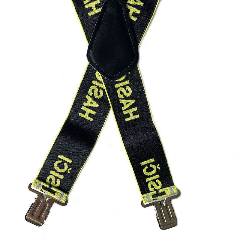 Hot sale 50 mm Wide polyester heavy duty custom jacquard Woven logo braces reflective firefighter elastic Suspender for Men