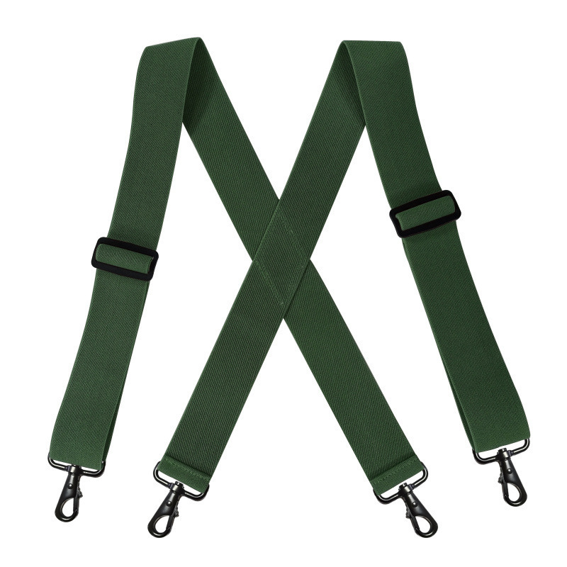 1.4 Inch custom logo heavy duty Adjustable trousers Braces black X shape backing snap hook elastic Suspenders for men