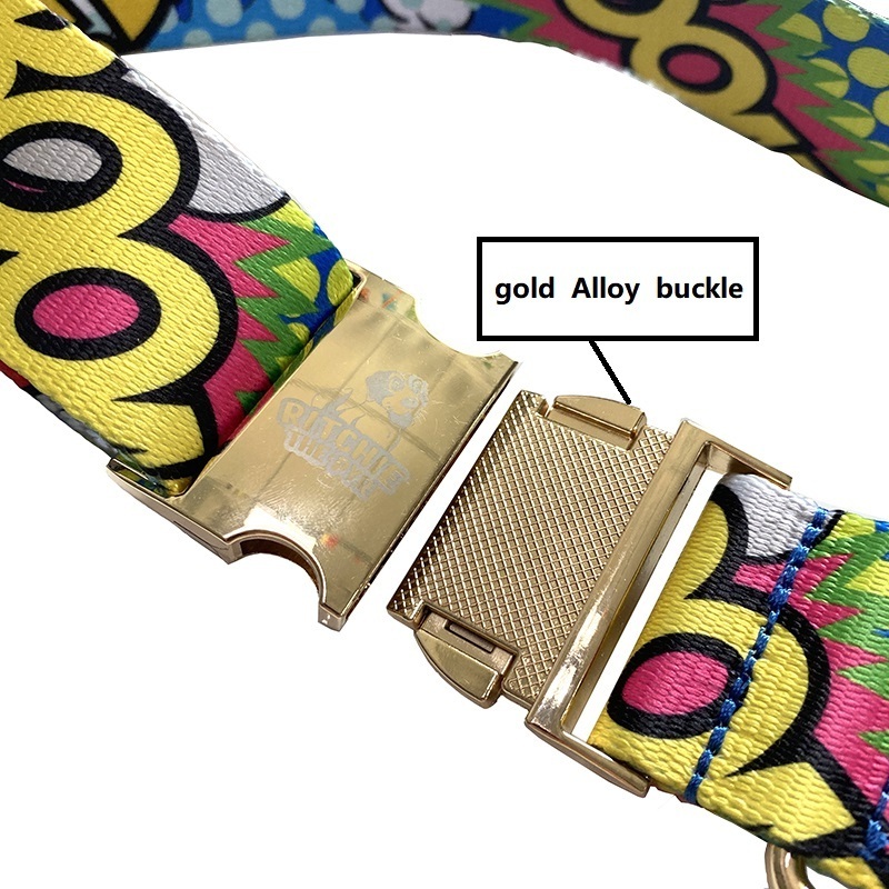 Hot Sale Custom Laser Logo Gold Alloy Buckle Nylon Pet Cat Dog Collar Comfort