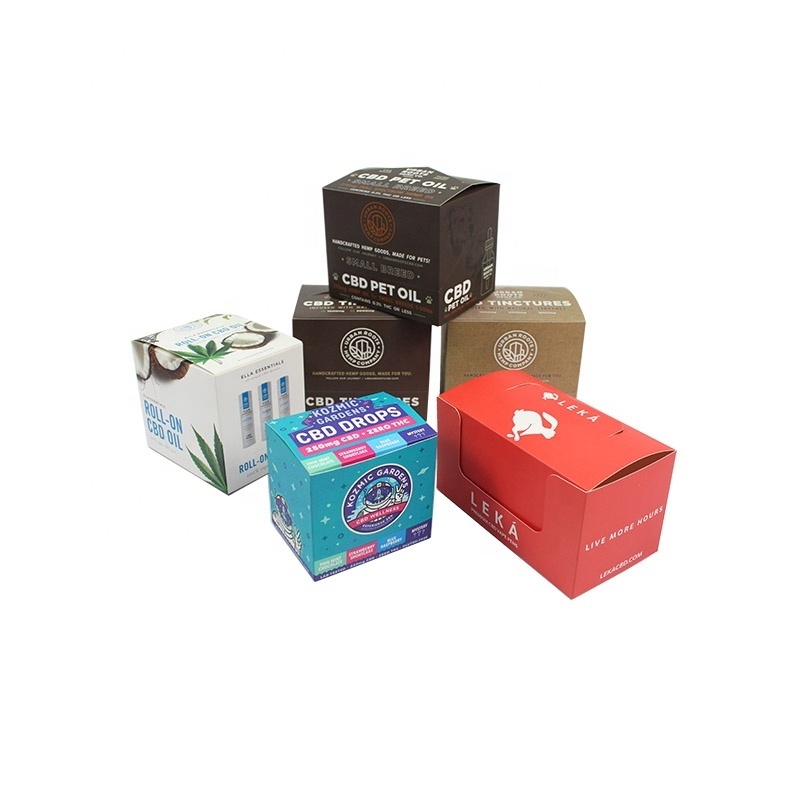 Printed Boxes Cardboard for Gummy, Paper Box Packaging Recycled, Custom Counter Display Boxes Cardboard for Tincture Preroll