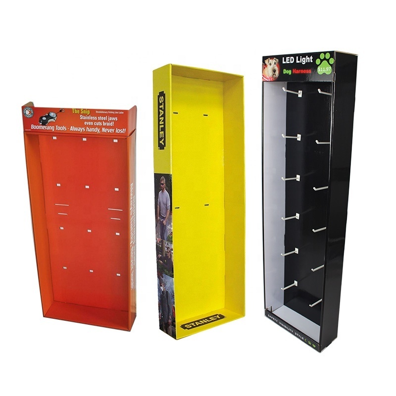 POP cardboard counter display stands with plastic hooks, hanging display with peg hooks, Power wing sidekick hook display racks