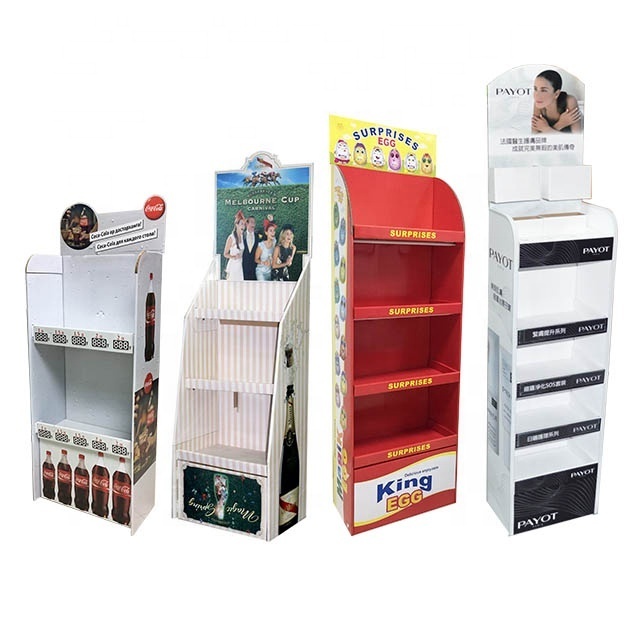 Pos supermarket drink bottle display floor shelf beer promotion cardboard shelves merchandising display stand